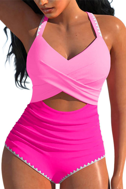 Colorblock Ric-Rac One-Piece Swimsuit