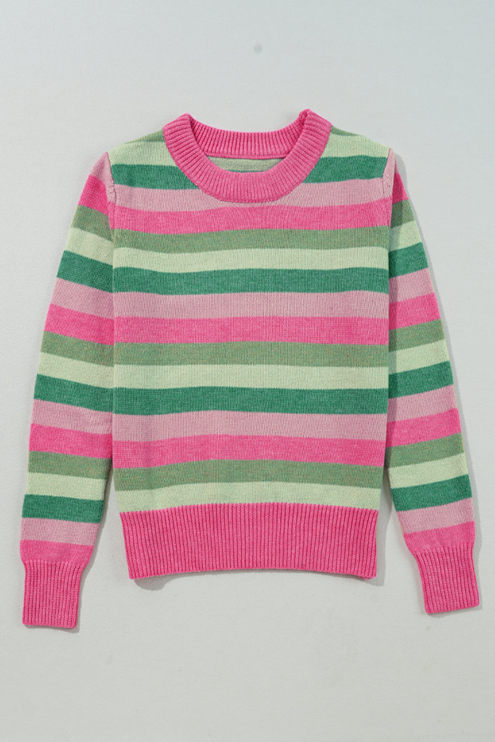 Stripe Colorblock Round Neck Sweater