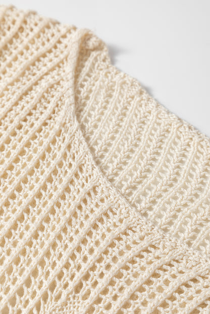 Plus Size Star Hollow-Out Knit Crewneck Sweater