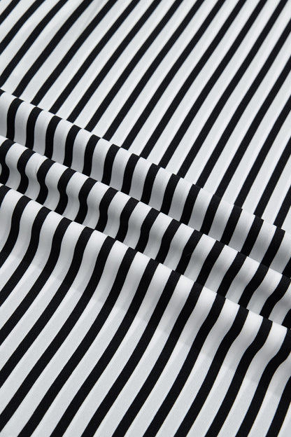 Stripe 3/4 Sleeve V-Neck Button Up Shirt