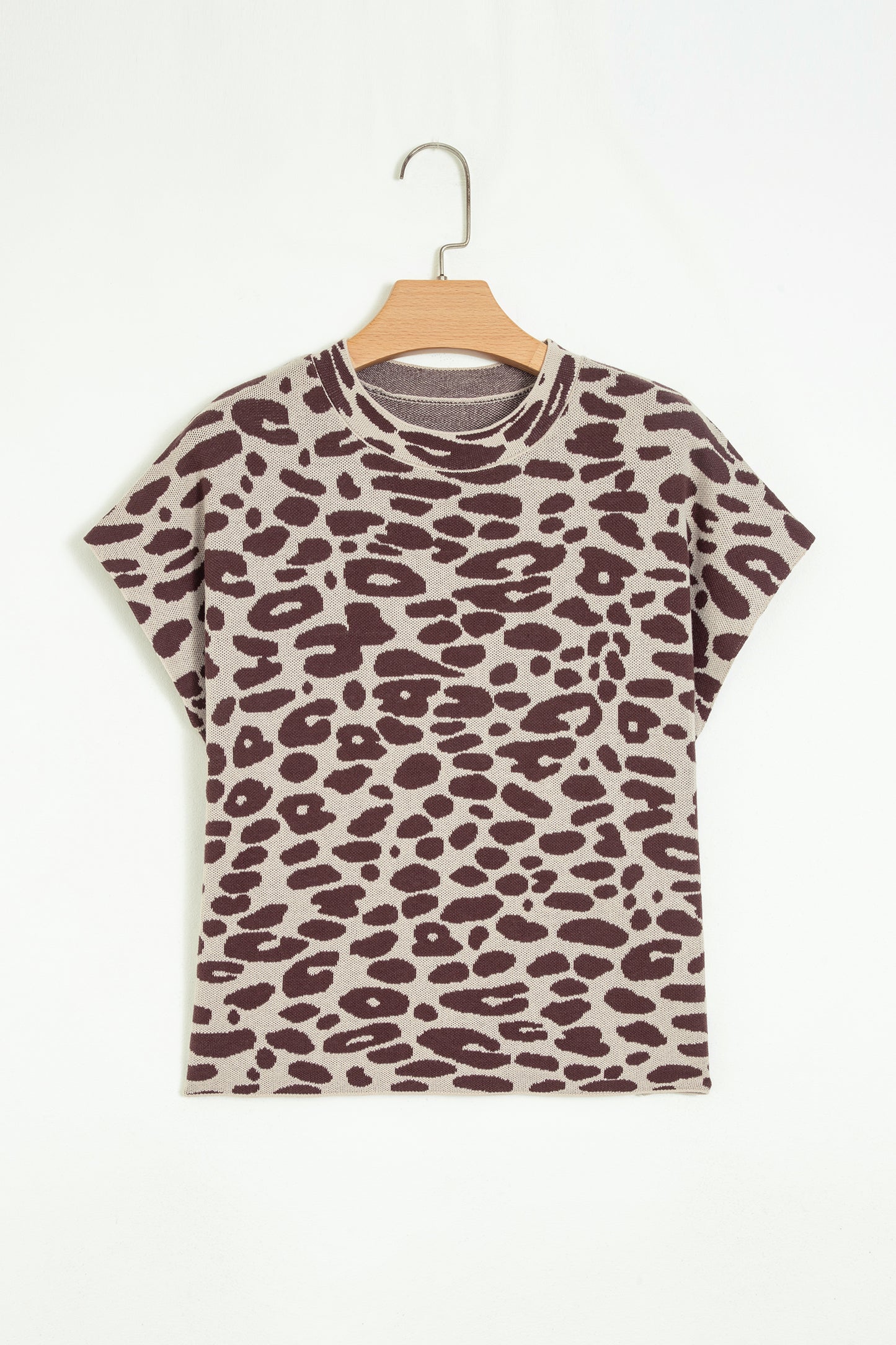 Leopard Short Sleeve Knit Loose Top