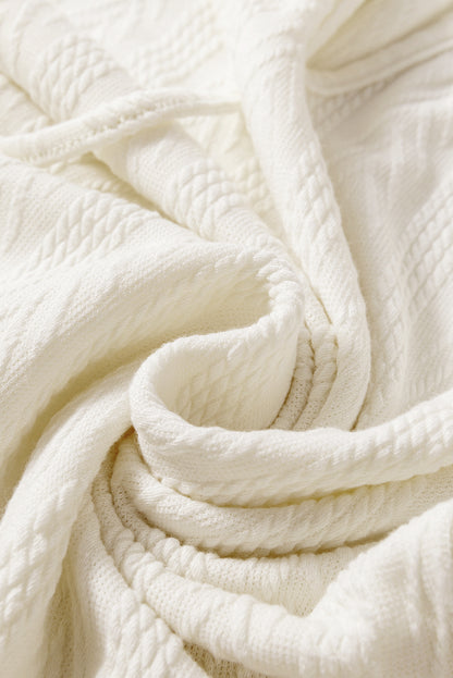 Floral Patchwork Textured Knit V-Neck Blouse