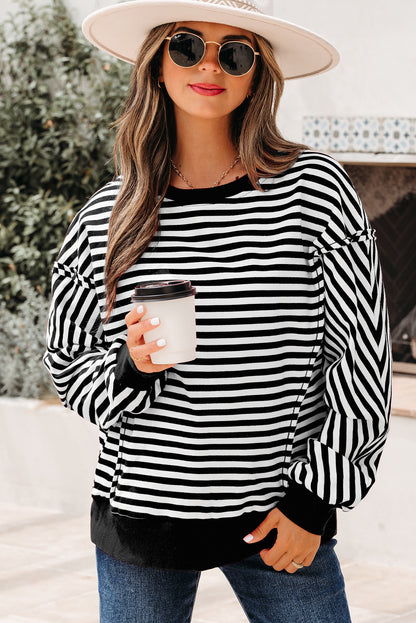 Stripe Reverse Seam Drop Shoulder Top
