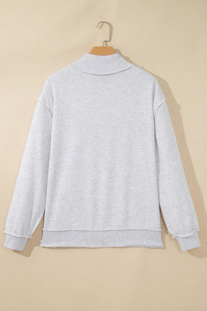 Polka Dot Slogan High Neck Baggy Sweatshirt