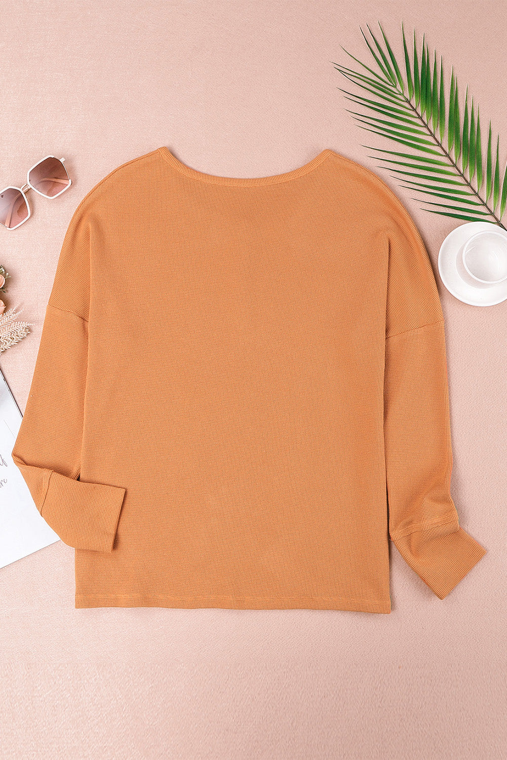 Waffle Henley Long Sleeve Top