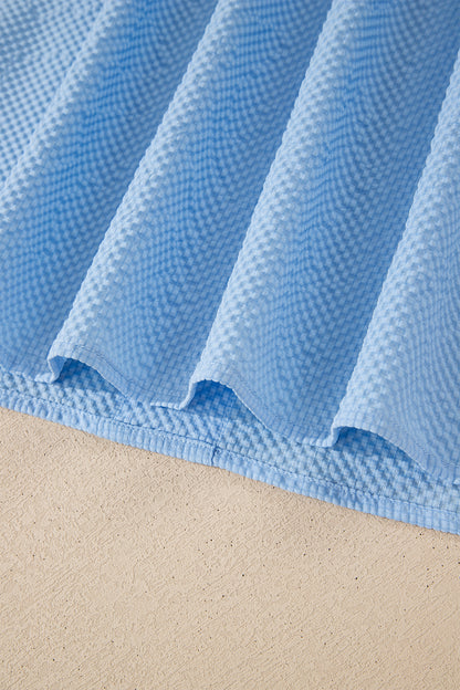 Flower Embroidered Puff Sleeve Split Neck Blouse