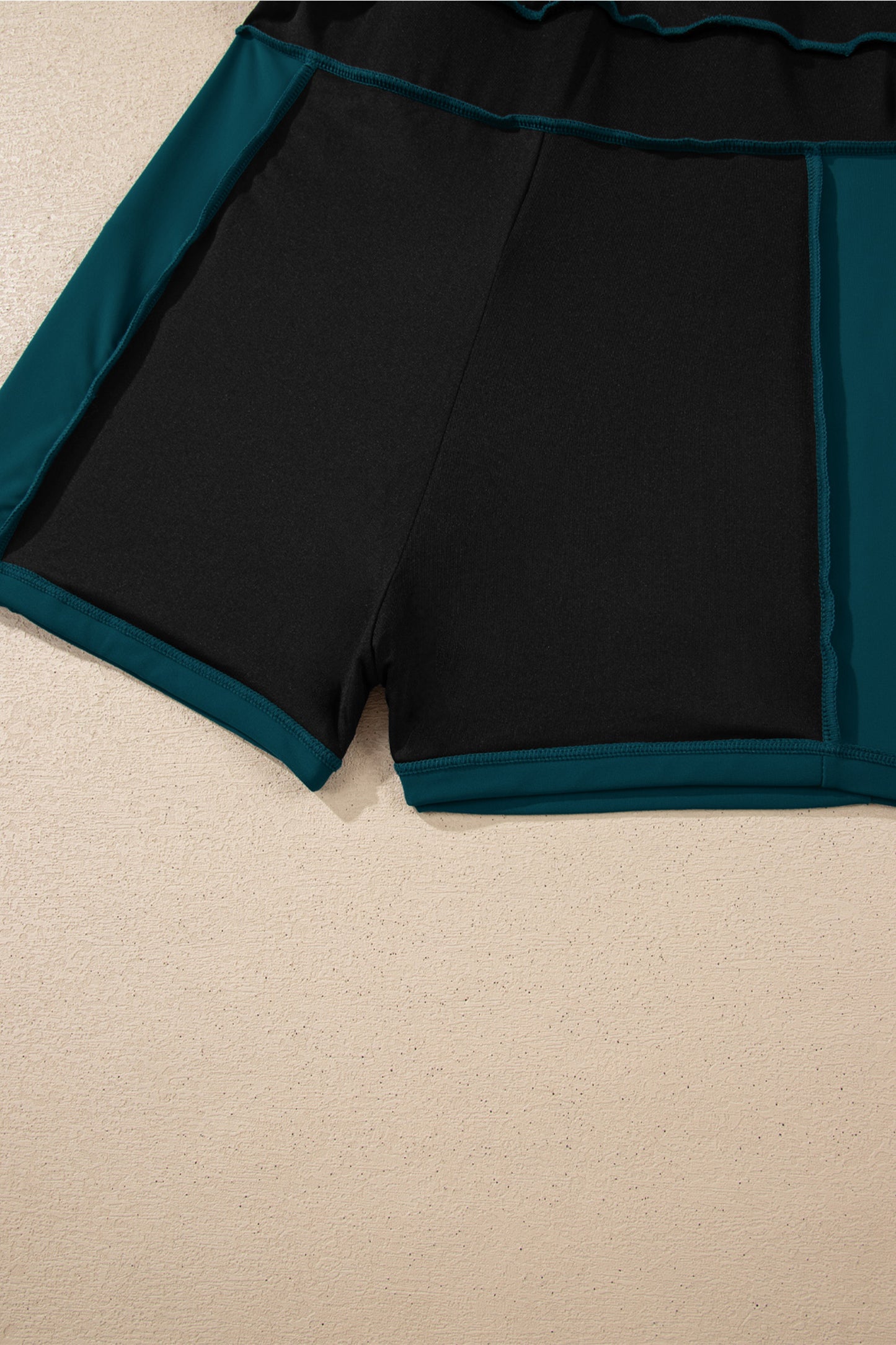 Contrast Trim Ruffle High Waist Swim Dress