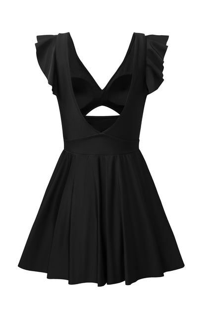 Ruffle Crossed Cutout Swimdress