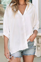 3/4 Puff Sleeve Buttoned Shirt