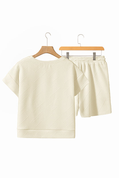 Textured Short Sleeve Top and Shorts Set