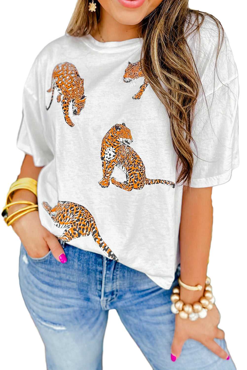 Leopard Drop Shoulder T-Shirt