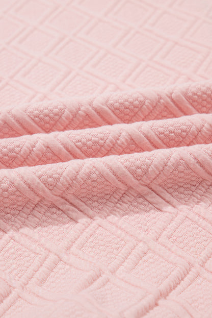 Contrast Stripe Textured Short Sleeve Blouse