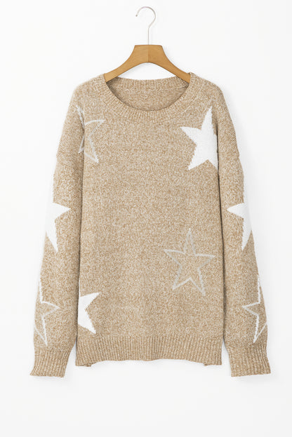 Plus Size Star Drop Shoulder Sweater