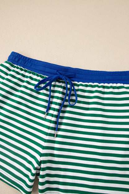 Plus Size Stripe Boxy Tee & Drawstring Short Set