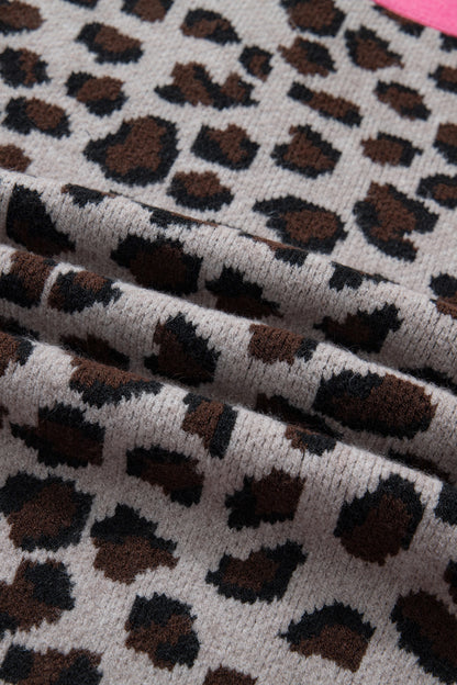 Leopard Colorblock Button Down Oversize Cardigan