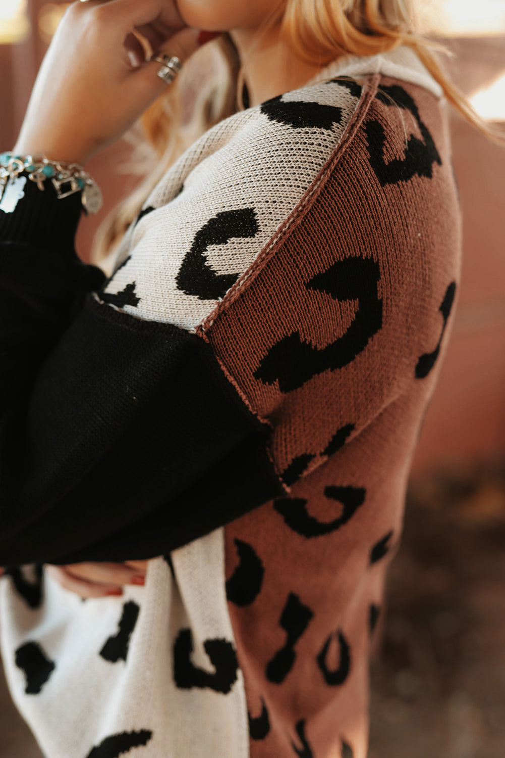 Leopard Colorblock Pullover Sweater