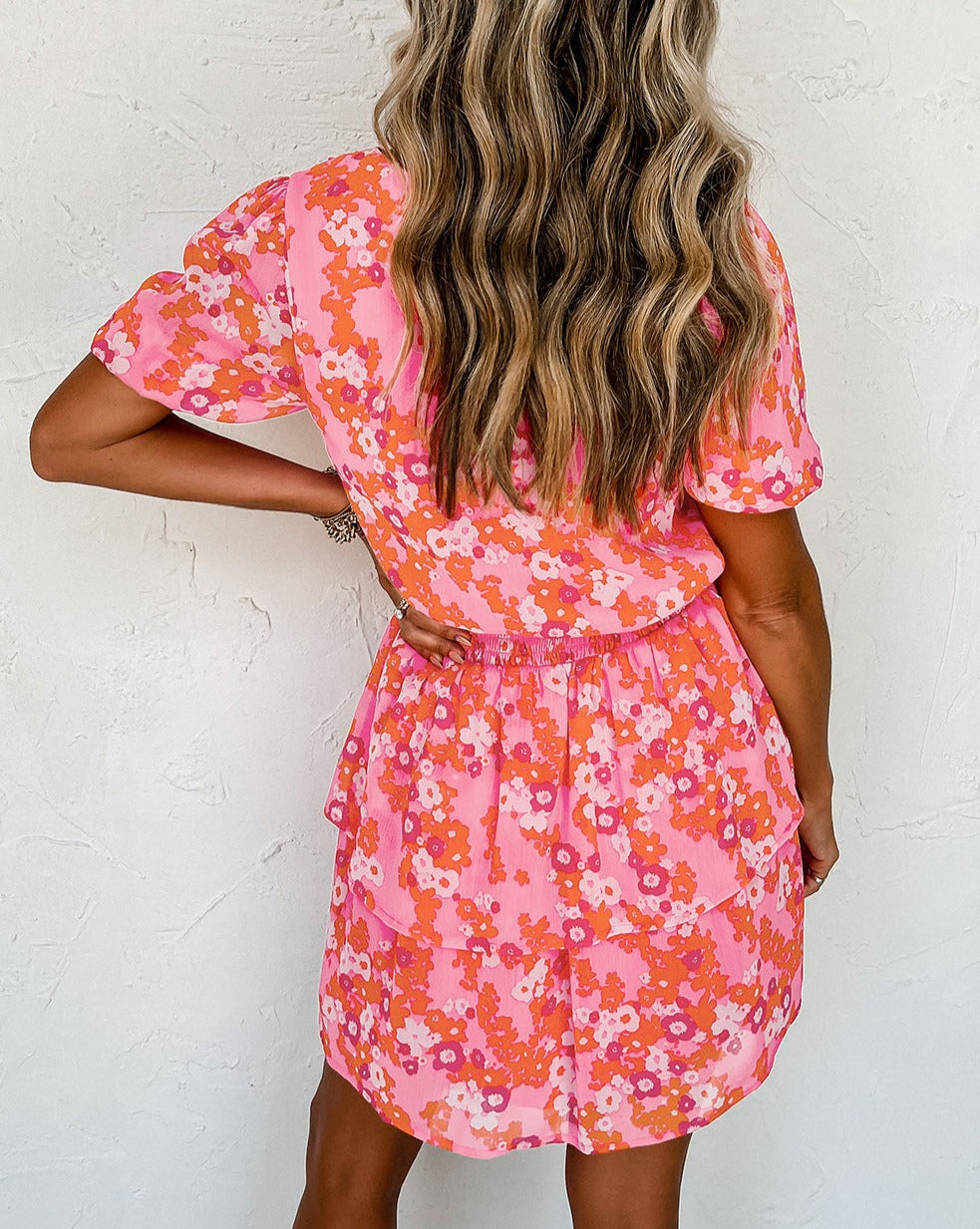 Floral Smocked Waist Tiered Dress