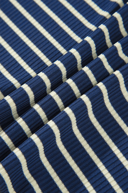 Stripe Colorblock Zip V-Neck Pullover and Pants Set