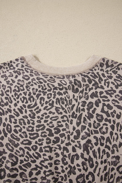Leopard Patchwork Crew Neck Sweatshirt