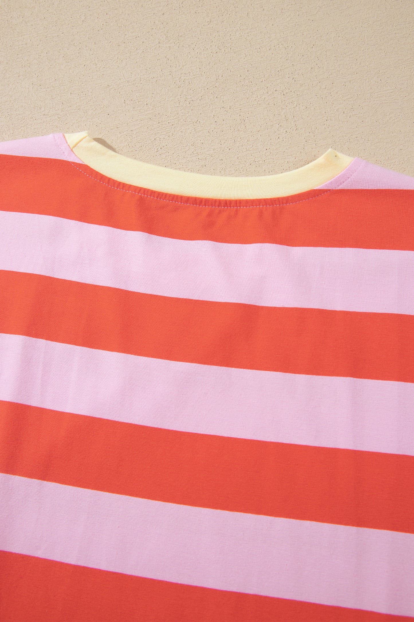 Stripe Cuffed Short Sleeve T-Shirt Long Dress w/ Pockets