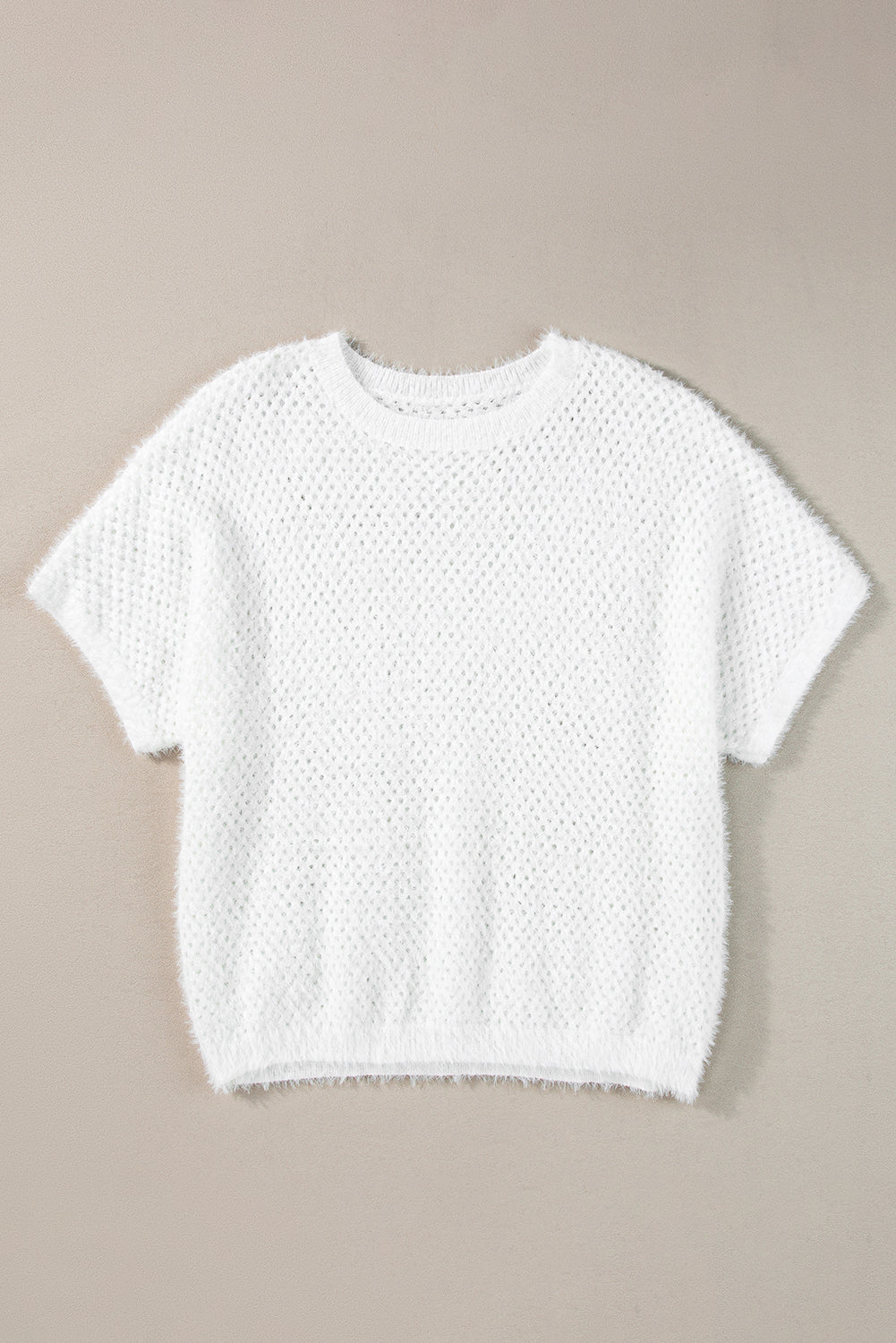 Fuzzy Eyelet Knitted Sweater T-Shirt