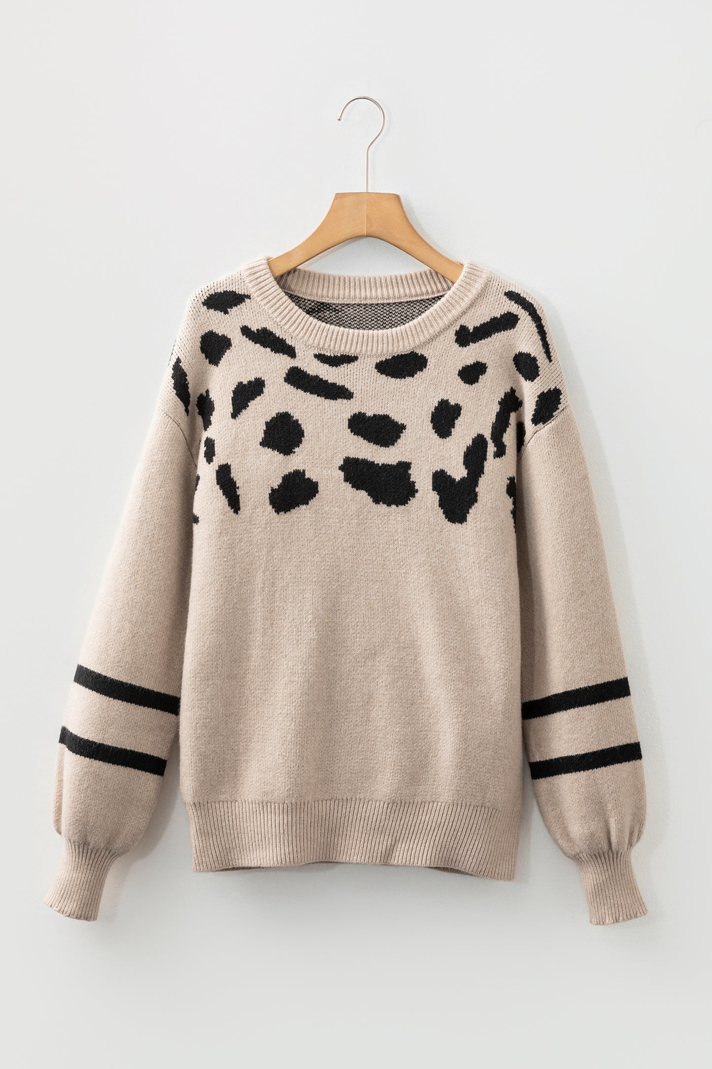 Leopard Stripe Drop Shoulder Sweater