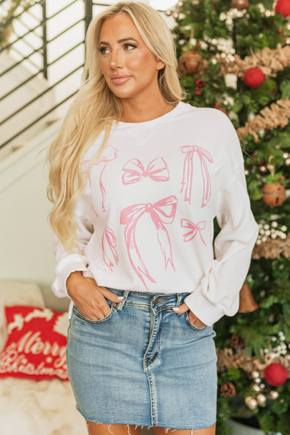 Valentine Bow Long Sleeve Crewneck Top