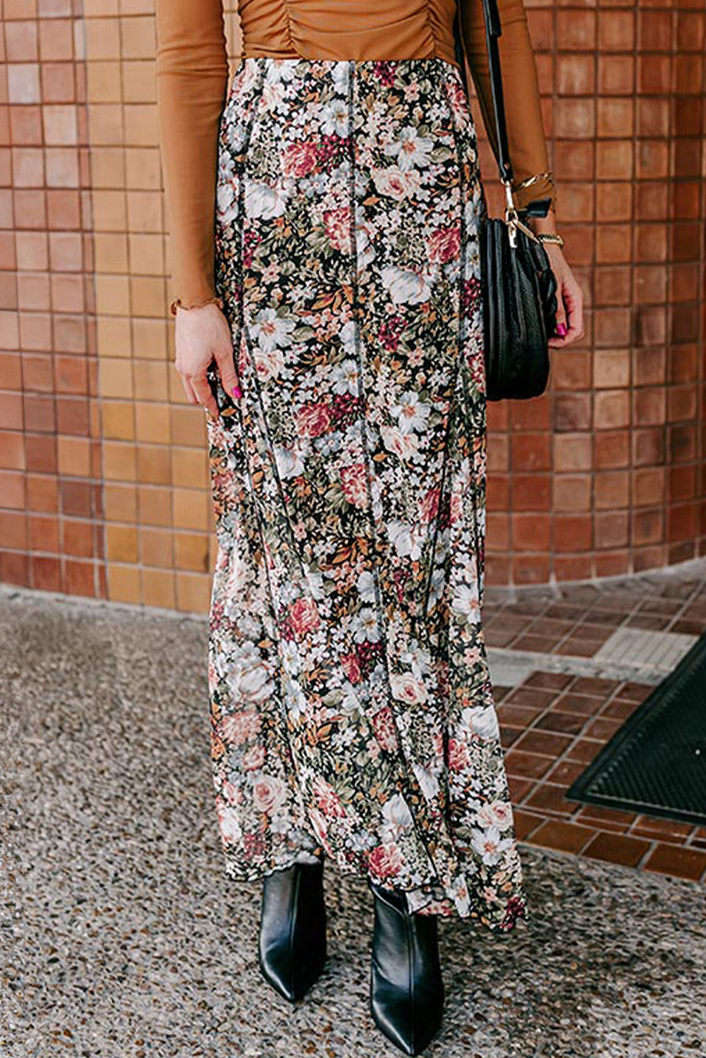 Floral High Waist Maxi Skirt