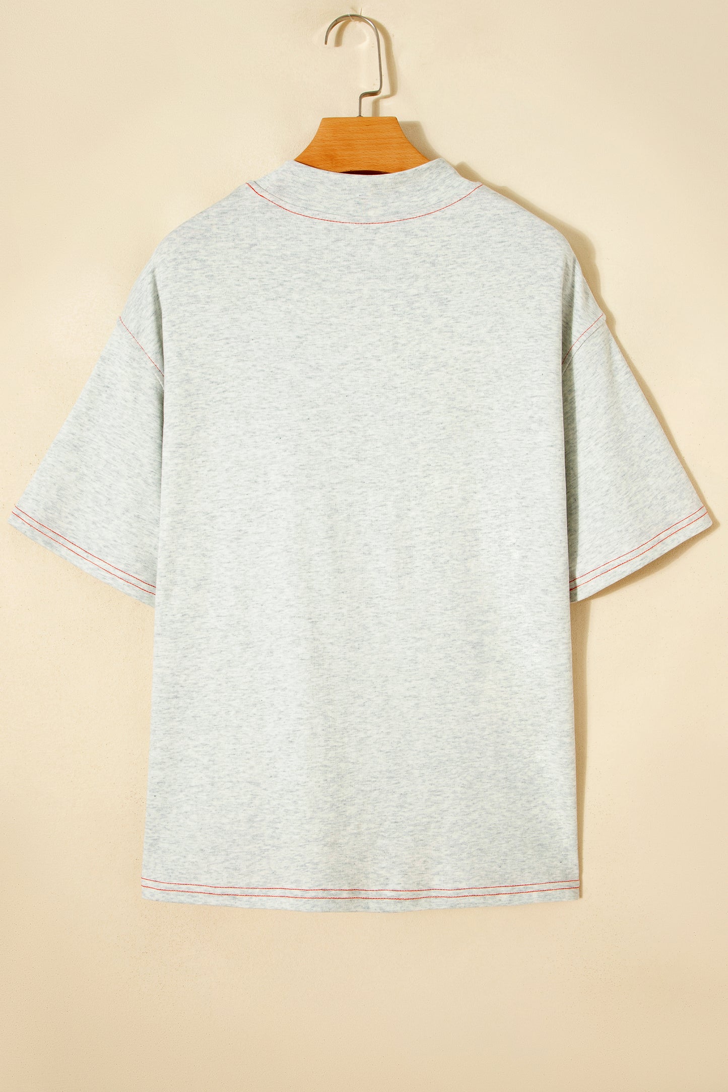 Reversible Contrast Stitching Mock Neck T-Shirt