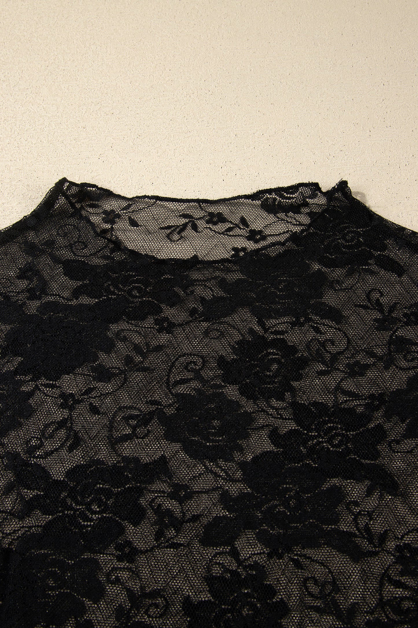 Plus Size Floral Mesh Long Sleeve Top