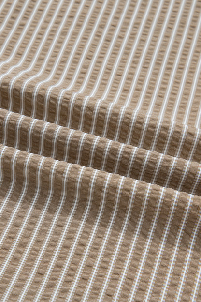 Plus Size Stripe Zip-Up Collared Mini Dress