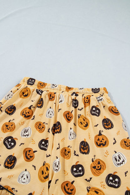 Halloween Jack-O-Lantern Ruffle Top & Shorts Lounge Set
