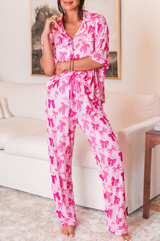 Bow Top and Pants Pajama Set