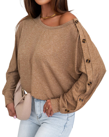 Buttoned Dolman Sleeve Top