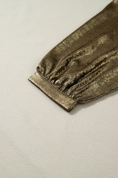 Metallic Split Neck 3/4 Sleeve Blouse