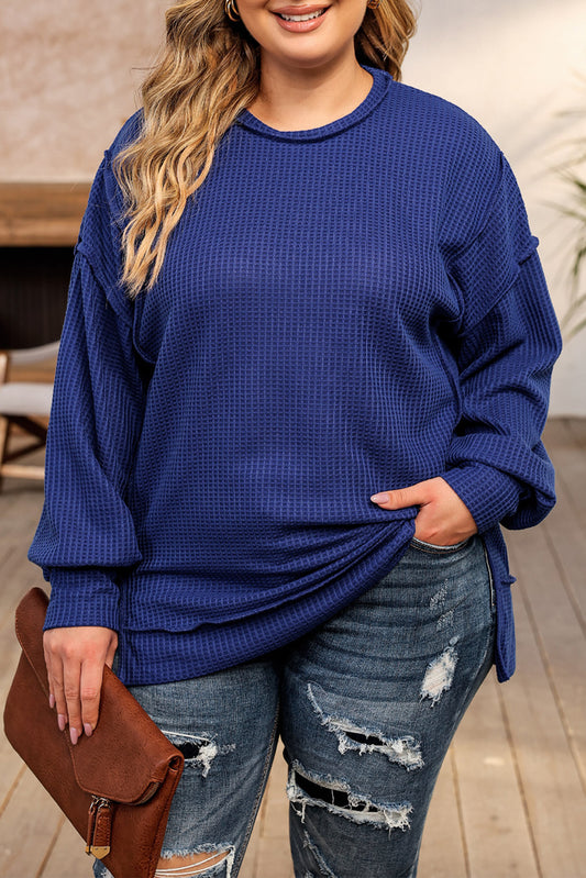 Plus Size Waffle Long Sleeve Top