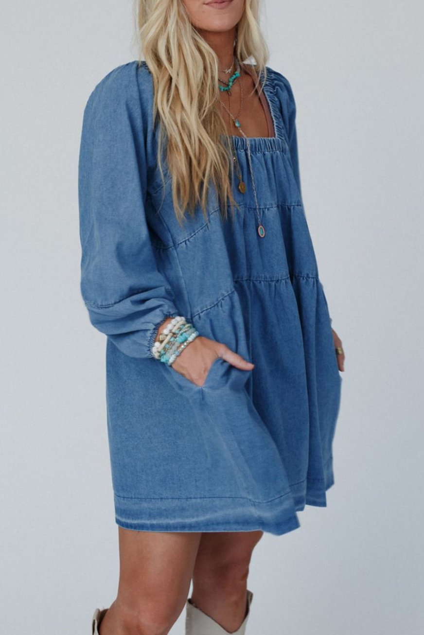 Denim Side Pocket Mini Dress