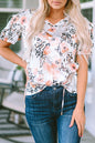 Leopard Floral Puff Sleeve Blouse