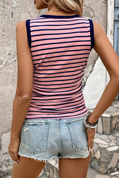 Stripe Contrast Sleeveless Top