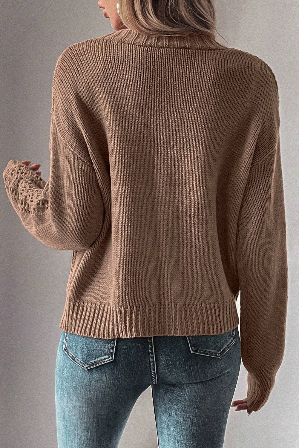 Hollowed Knit Buttoned Sweater Cardigan