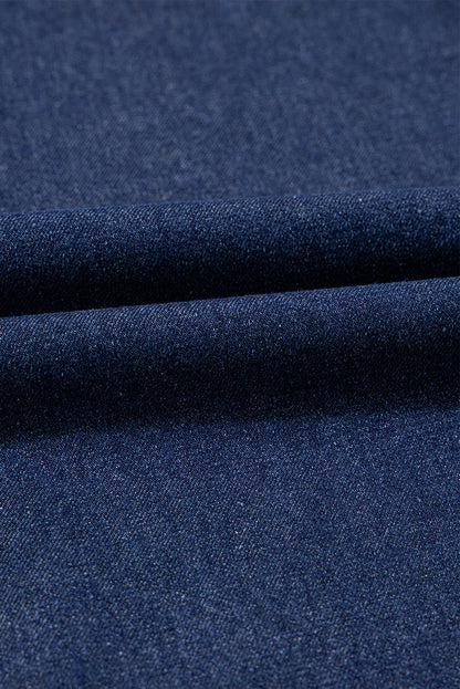 Denim Collared V-Neck Chest Pocket Dress