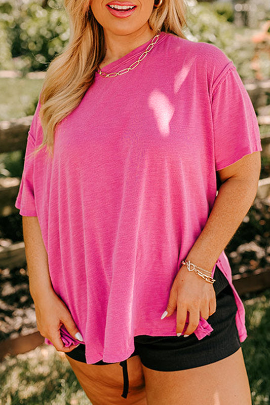 Plus Size Solid Drop Shoulder T-Shirt