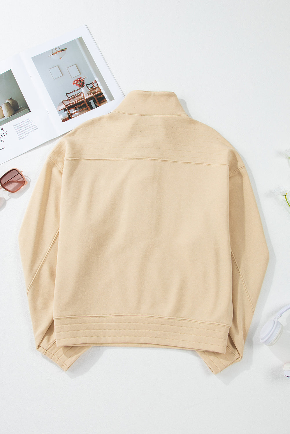 Mineral Wash Half Button Collared Sweatshirt