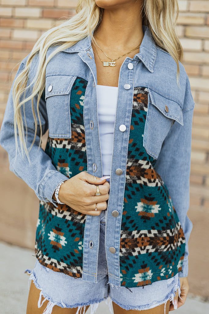 Aztec Denim Patchwork Jacket