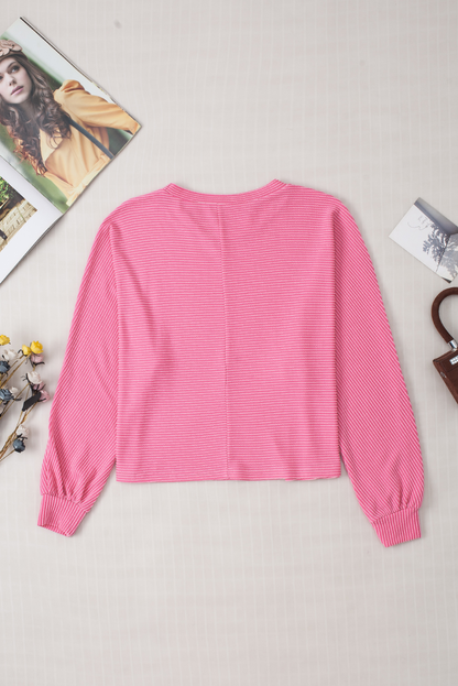 Corded Textured Long Sleeve Top