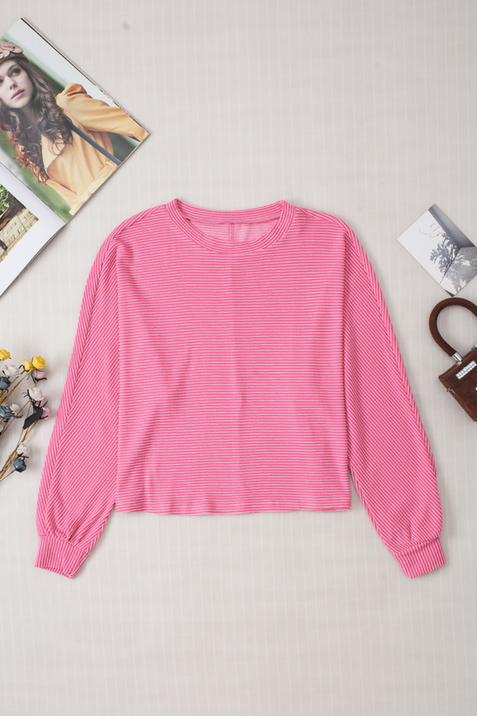 Corded Textured Long Sleeve Top