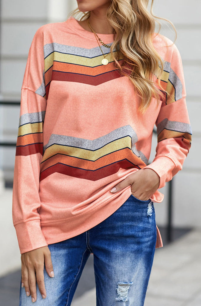 Cool Days Chevron Stripe Pullover Sweatshirt